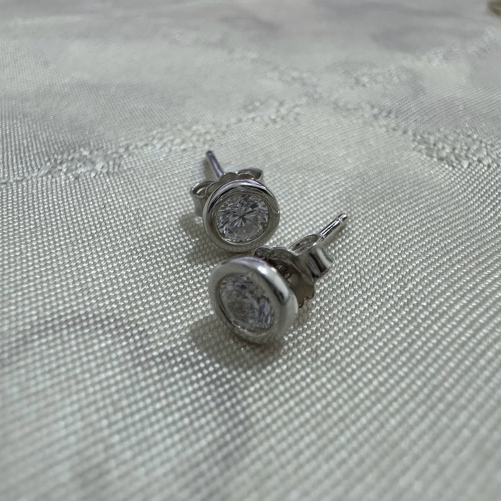 Tiffany & Co Sterling Silver Diamond Earrings